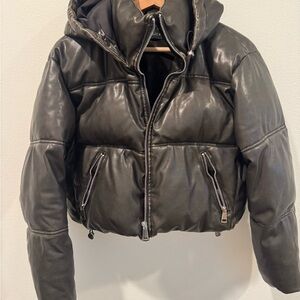 Zara Shiny Black Puffer Jacket
